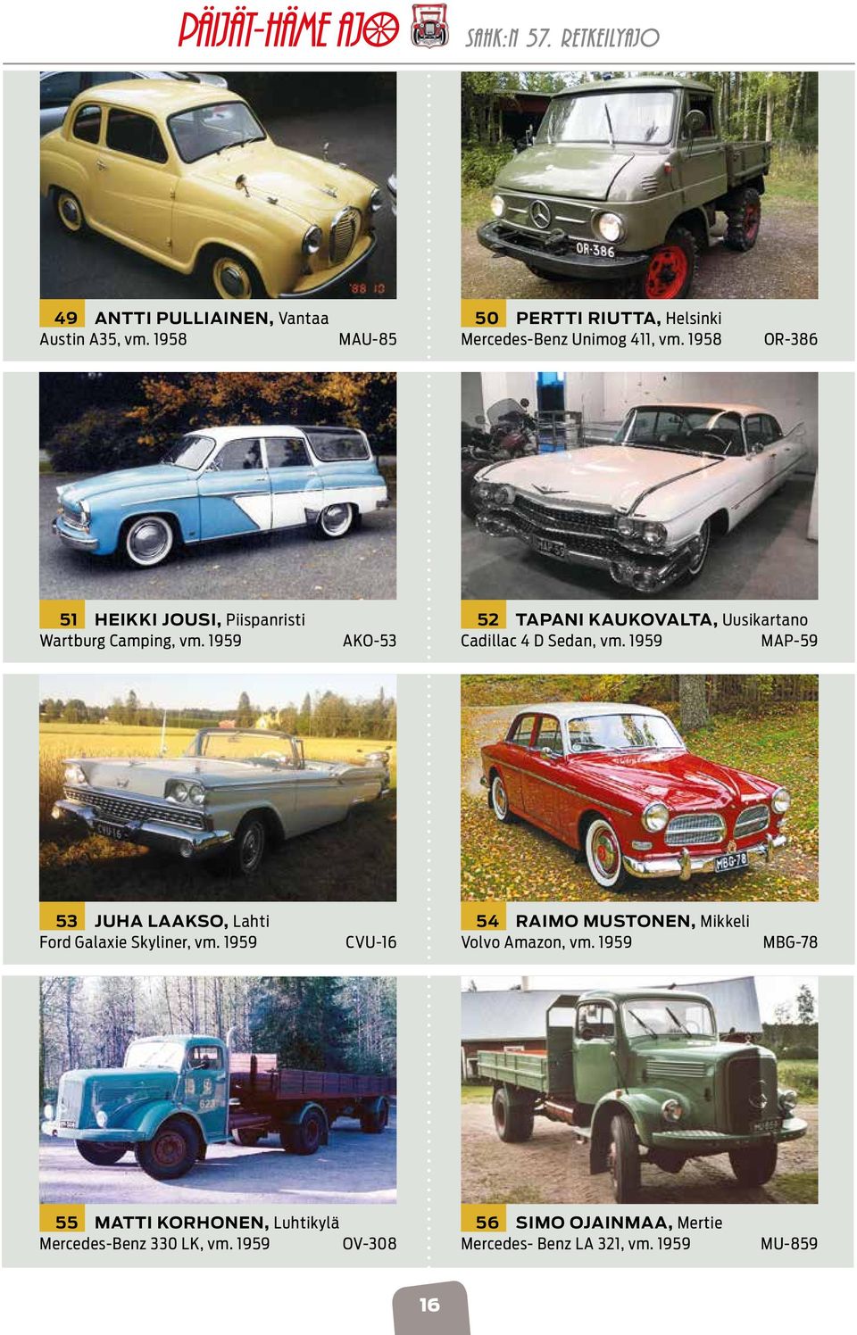 1959 AKO-53 52 Tapani Kaukovalta, Uusikartano Cadillac 4 D Sedan, vm.