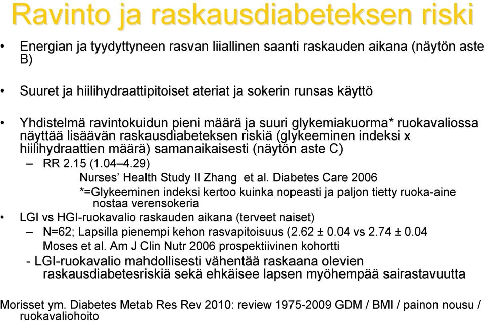 04 4.29) 4.29) Nurses Health Study II Zhang et al.