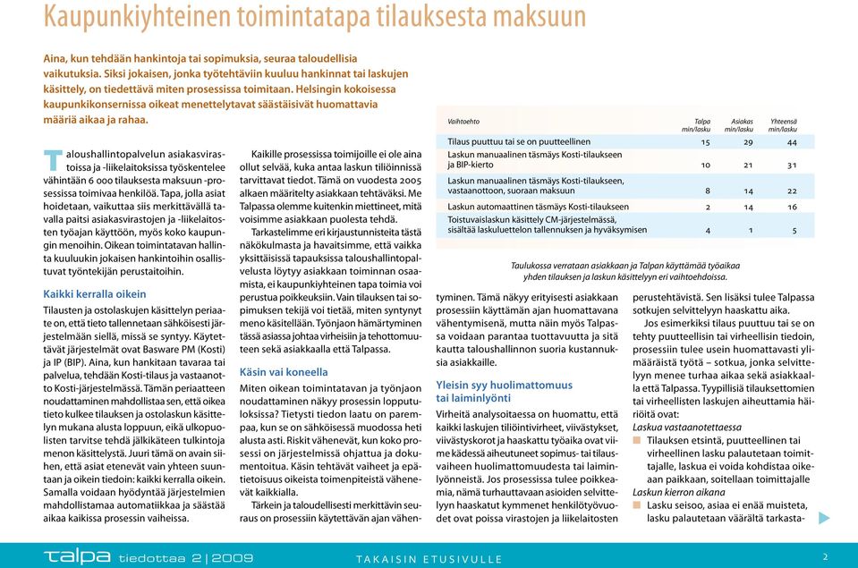 Helsingin kokoisessa kaupunkikonsernissa oikeat menettelytavat säästäisivät huomattavia määriä aikaa ja rahaa.