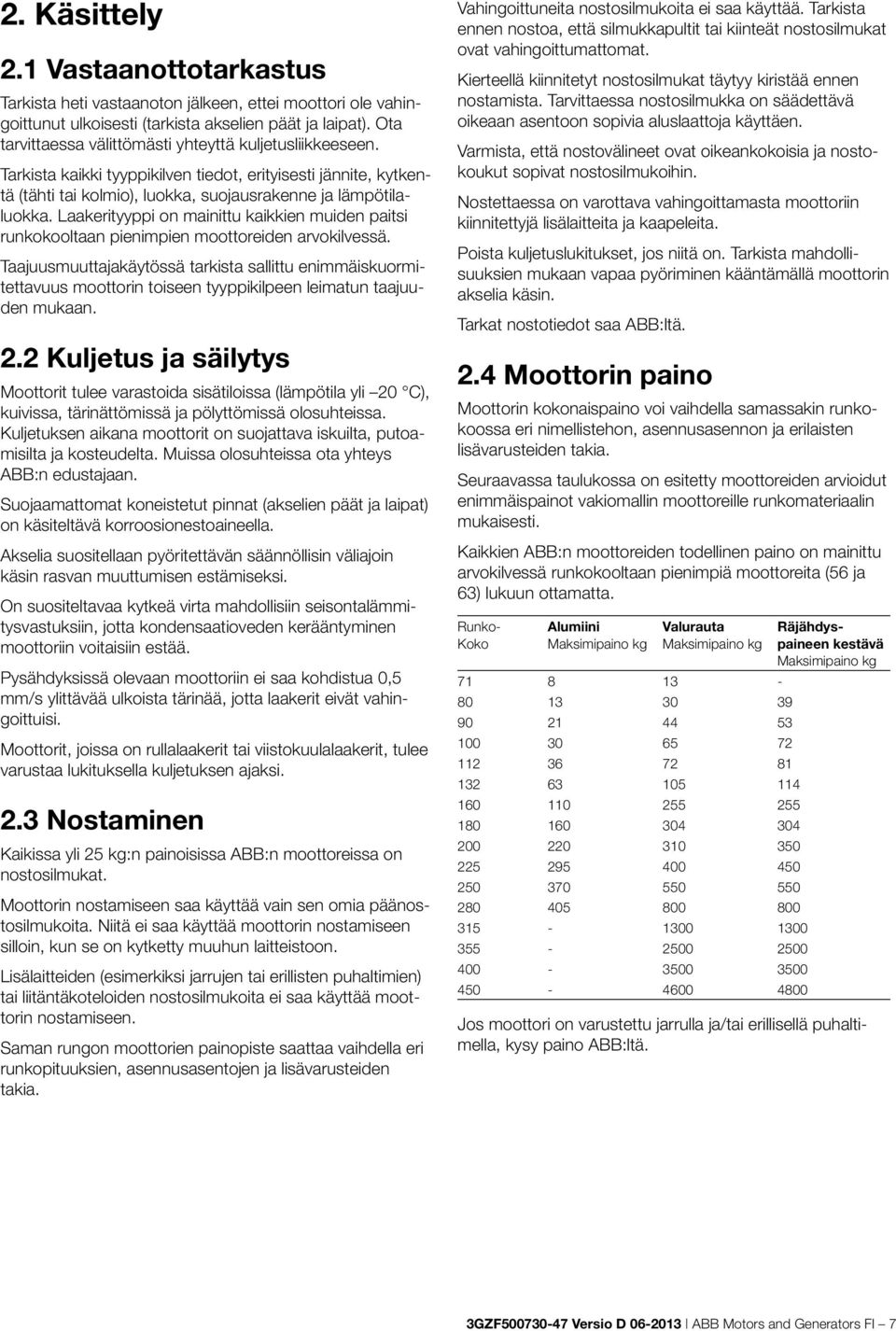 Laakerityyppi on mainittu kaikkien muiden paitsi runkokooltaan pienimpien moottoreiden arvokilvessä.