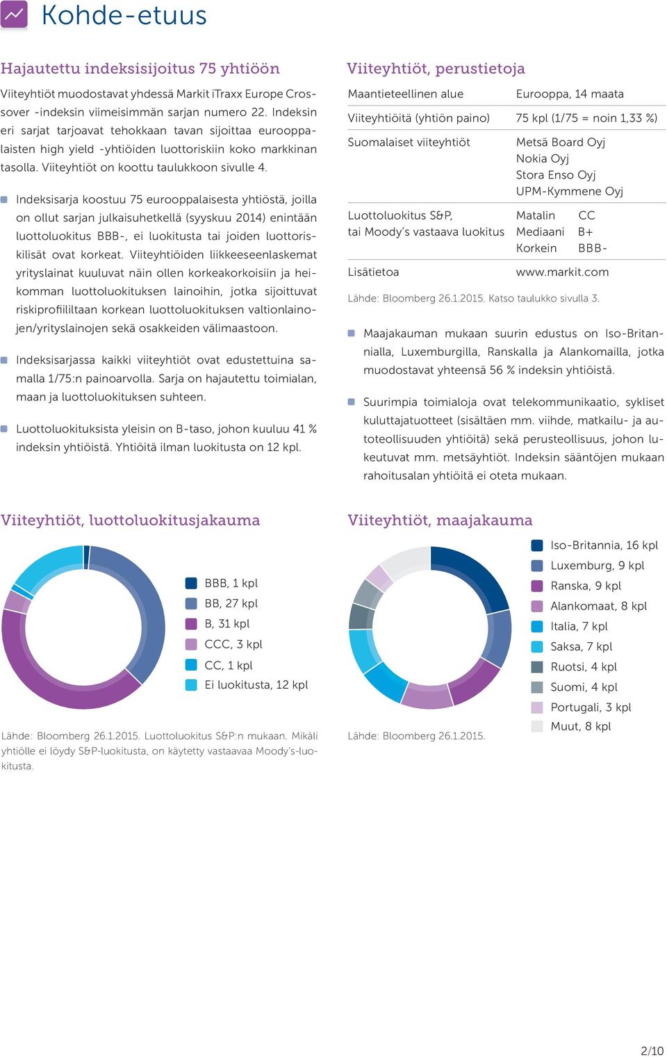 Indeksisarja koostuu 75 eurooppalaisesta yhtiöstä, joilla on ollut sarjan julkaisuhetkellä (syyskuu 2014) enintään luottoluokitus BBB-, ei luokitusta tai joiden luottoriskilisät ovat korkeat.