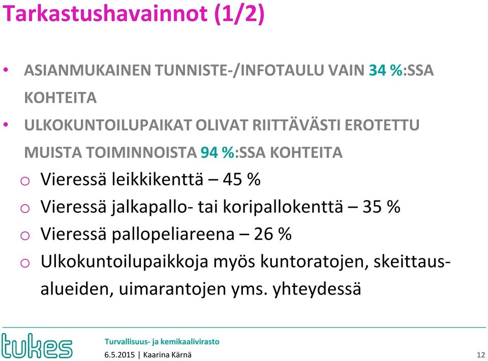 leikkikenttä 45 % o Vieressä jalkapallo- tai koripallokenttä 35 % o Vieressä pallopeliareena 26 %