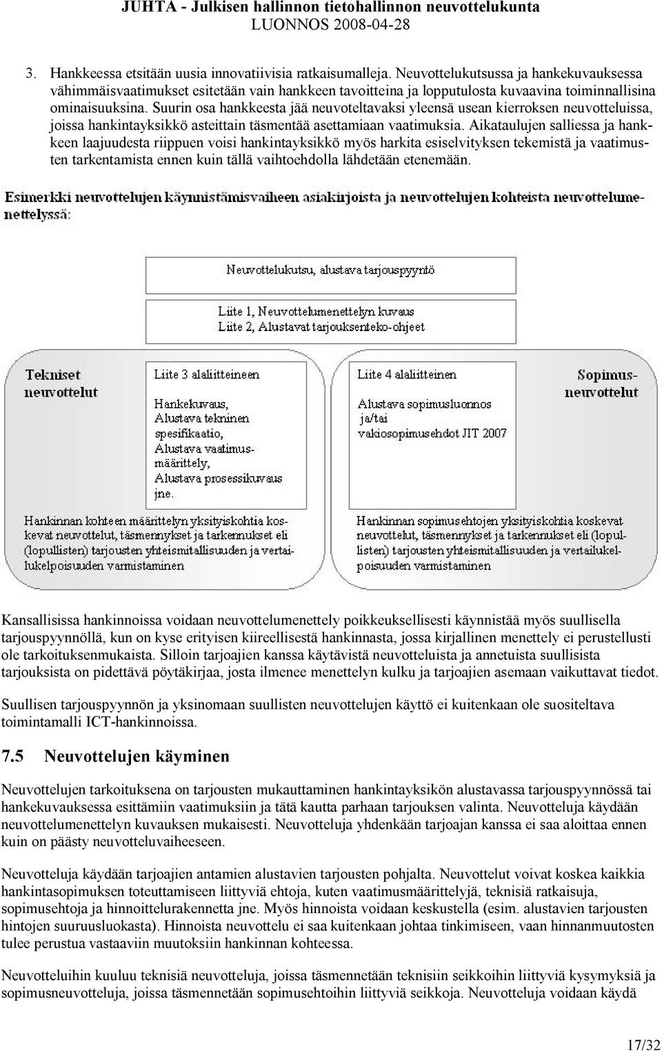 Suurin osa hankkeesta jää neuvoteltavaksi yleensä usean kierroksen neuvotteluissa, joissa hankintayksikkö asteittain täsmentää asettamiaan vaatimuksia.