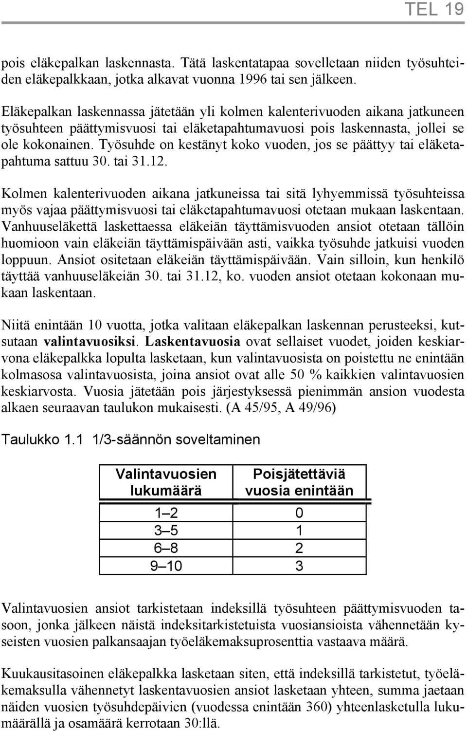 Työsuhde on kestänyt koko vuoden, jos se päättyy tai eläketapahtuma sattuu 30. tai 31.12.