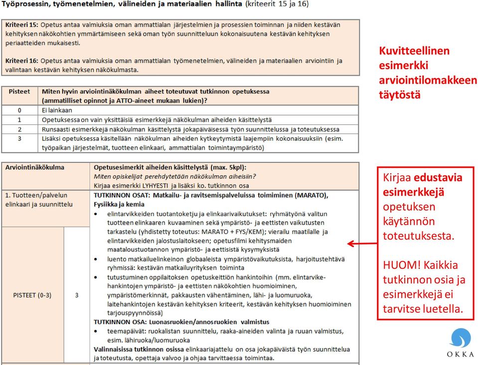 opetuksen käytännön toteutuksesta. HUOM!