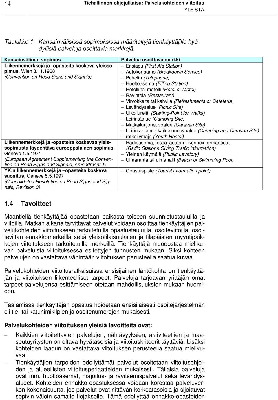 1968 (Convention on Road Signs and Signals) Liikennemerkkejä ja -opasteita koskevaa yleissopimusta täydentävä eurooppalainen sopimus, Geneve 1.5.