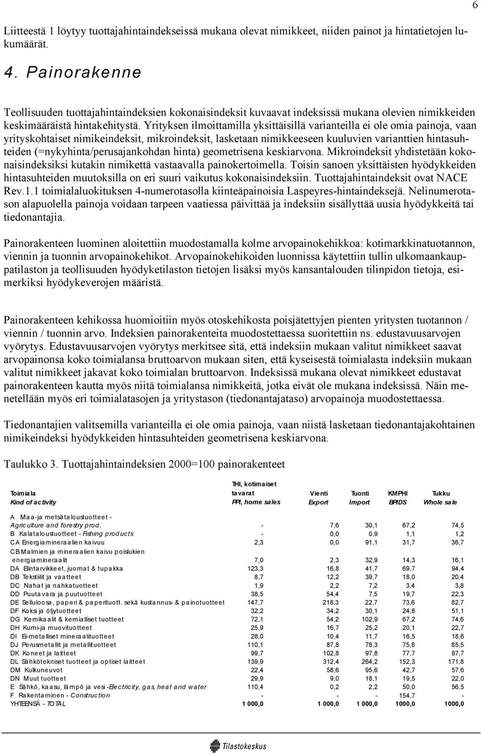 Yrityksen ilmoittamilla yksittäisillä varianteilla ei ole omia painoja, vaan yrityskohtaiset nimikeindeksit, mikroindeksit, lasketaan nimikkeeseen kuuluvien varianttien hintasuhteiden