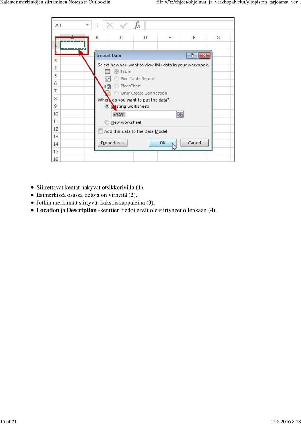 Esimerkissä osassa tietoja on virheitä (2).