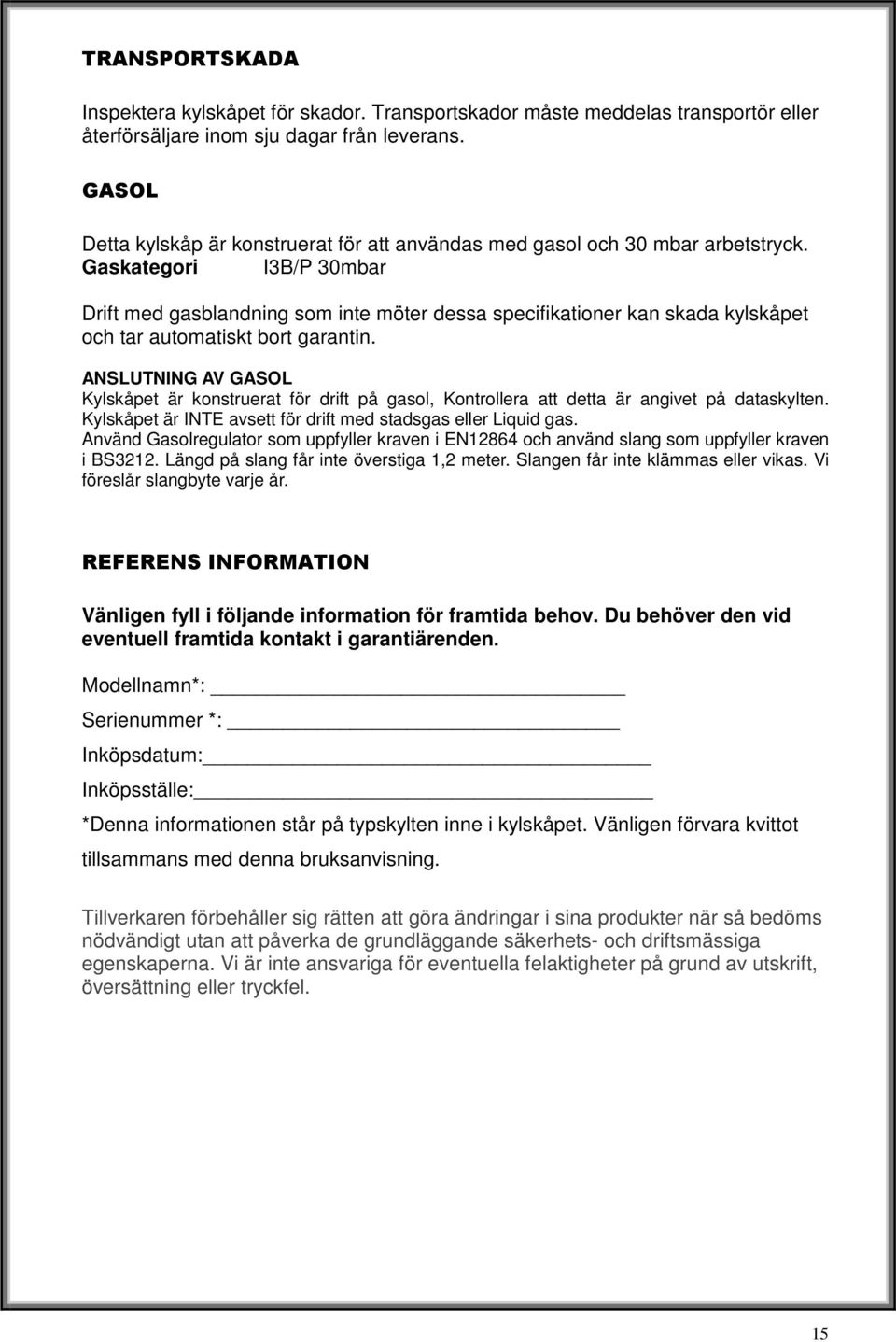 VENTUS PROPANKJØLESKAP 60L L L L - 275L - PDF Ilmainen lataus