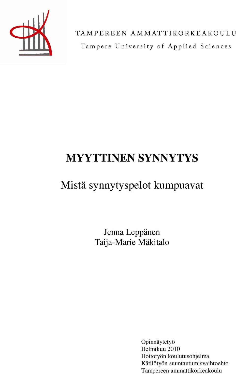 Helmikuu 2010 Hoitotyön koulutusohjelma
