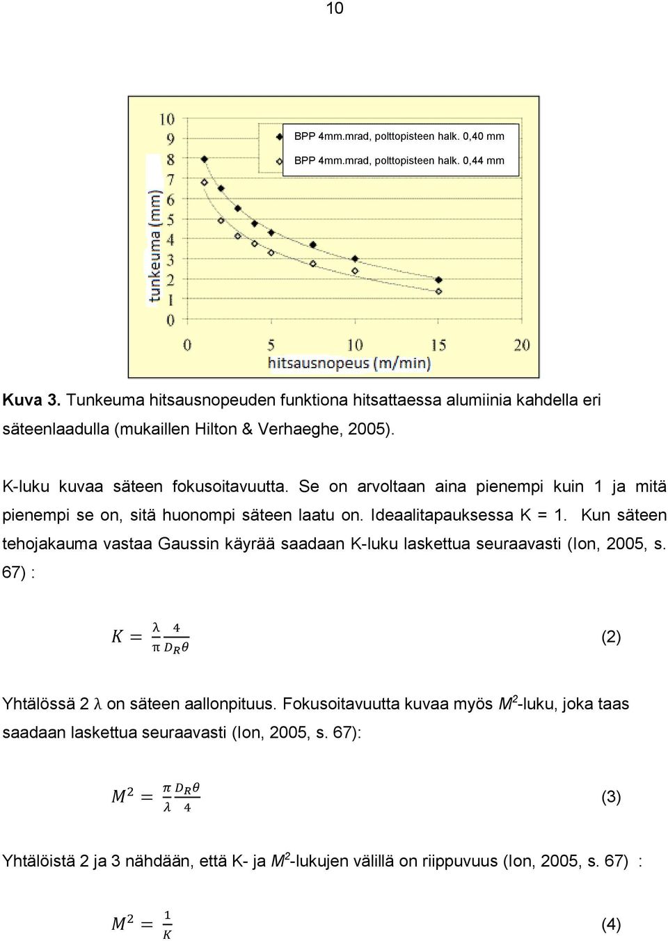 Se on arvoltaan aina pienempi kuin 1 ja mitä pienempi se on, sitä huonompi säteen laatu on. Ideaalitapauksessa K = 1.