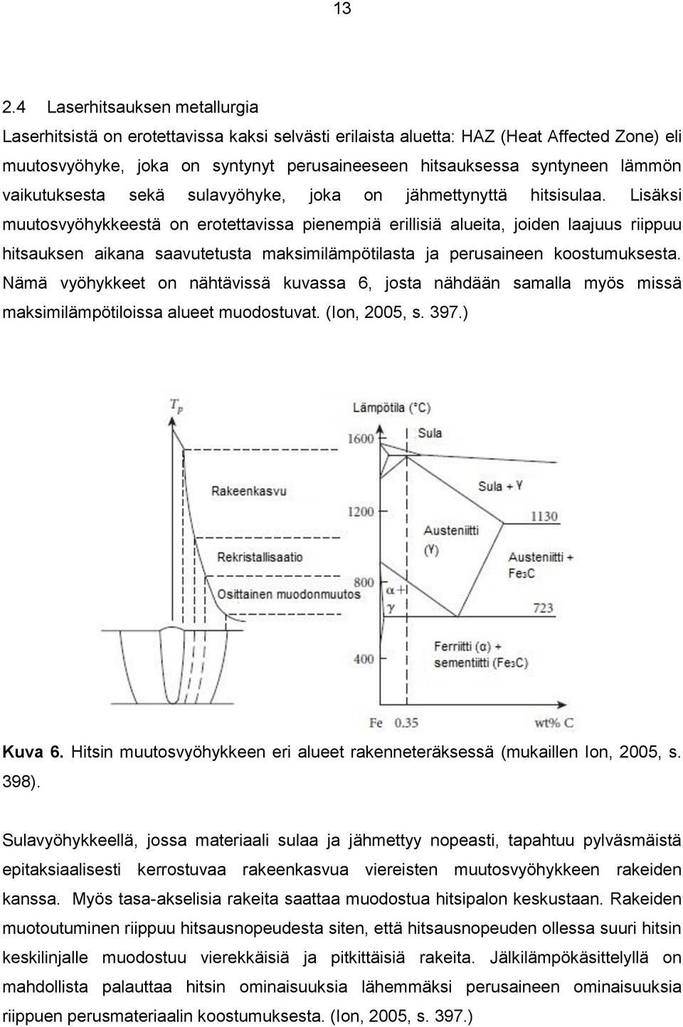 Lisäksi muutosvyöhykkeestä on erotettavissa pienempiä erillisiä alueita, joiden laajuus riippuu hitsauksen aikana saavutetusta maksimilämpötilasta ja perusaineen koostumuksesta.