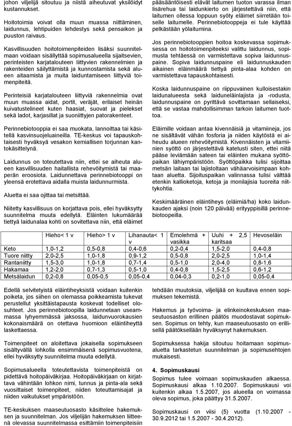 kunnostamista sekä alueen aitaamista ja muita laiduntamiseen liittyviä toimenpiteitä.