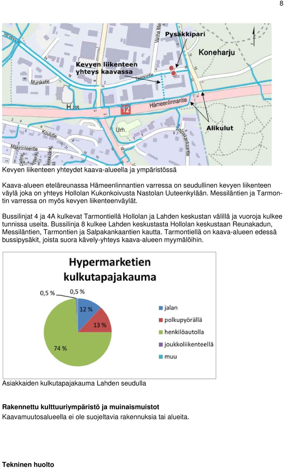 Bussilinja 8 kulkee Lahden keskustasta Hollolan keskustaan Reunakadun, Messiläntien, Tarmontien ja Salpakankaantien kautta.