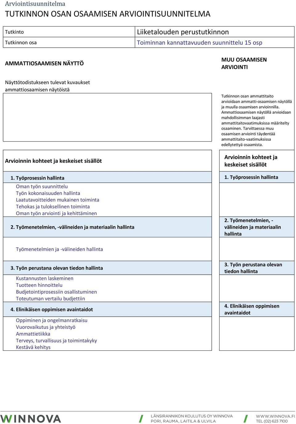 Ammattiosaamisen näytöllä arvioidaan mahdollisimman laajasti ammattitaitovaatimuksissa määritelty osaaminen.