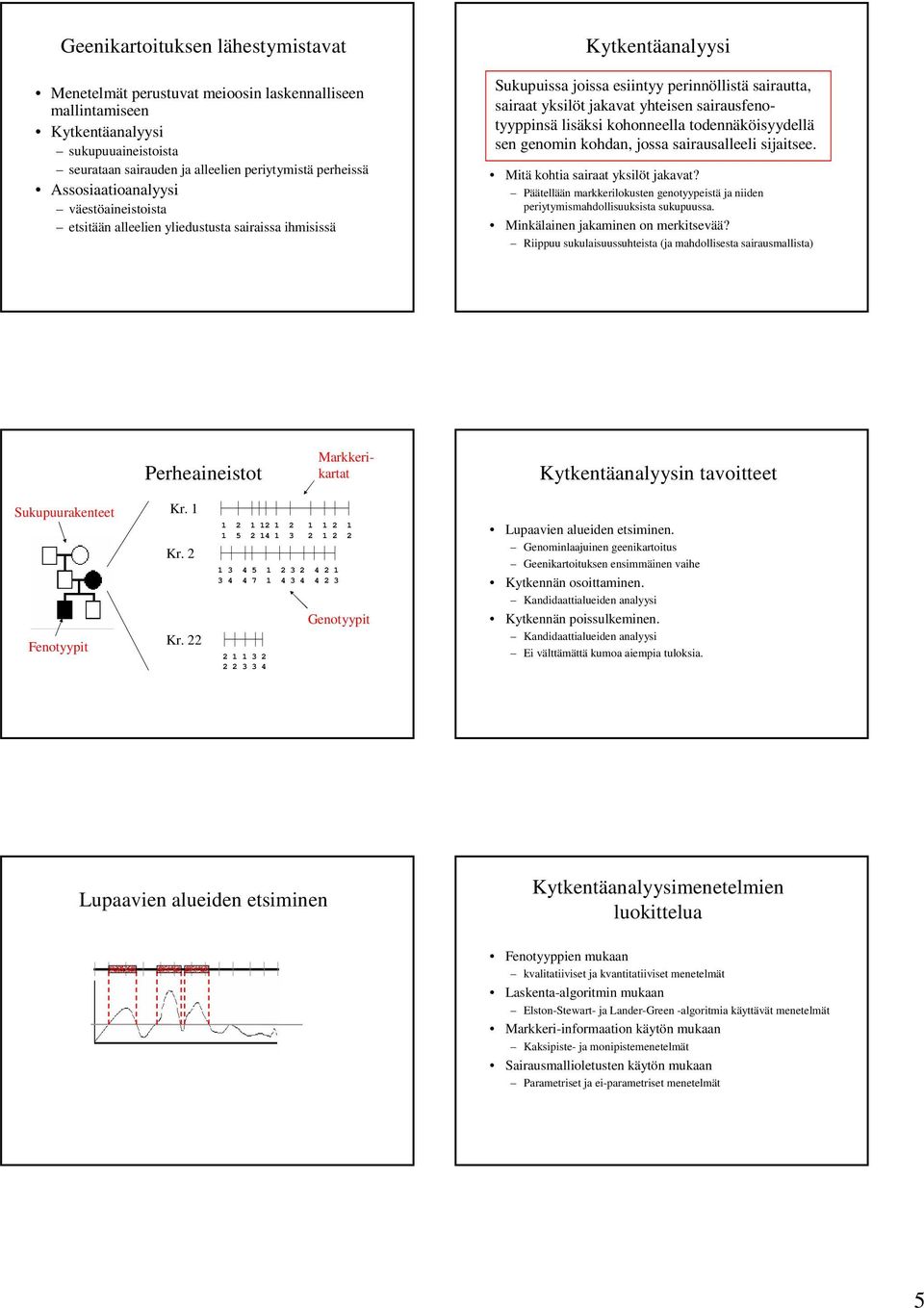 sairausfenotyyppinsä lisäksi kohonneella todennäköisyydellä sen genomin kohdan, jossa sairausalleeli sijaitsee. Mitä kohtia sairaat yksilöt jakavat?