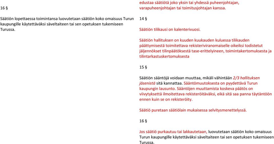 Säätiön hallituksen on kuuden kuukauden kuluessa tilikauden päättymisestä toimitettava rekisteriviranomaiselle oikeiksi todistetut jäljennökset tilinpäätöksestä tase-erittelyineen,