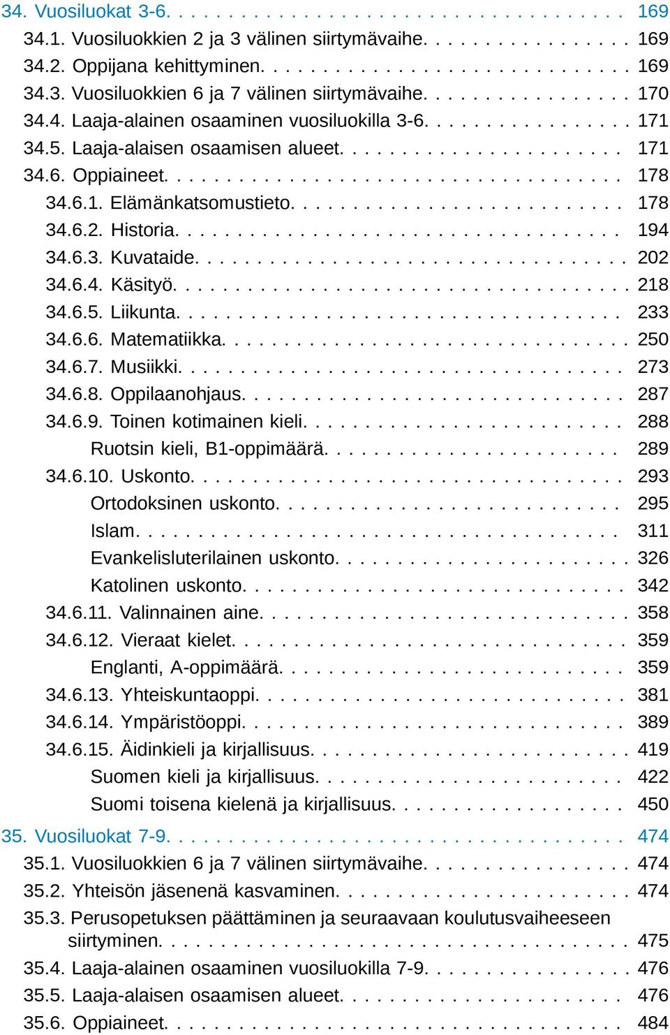 6.1. Elämänkatsomustieto........................... 178 34.6.2. Historia.................................... 194 34.6.3. Kuvataide................................... 202 34.6.4. Käsityö..................................... 218 34.