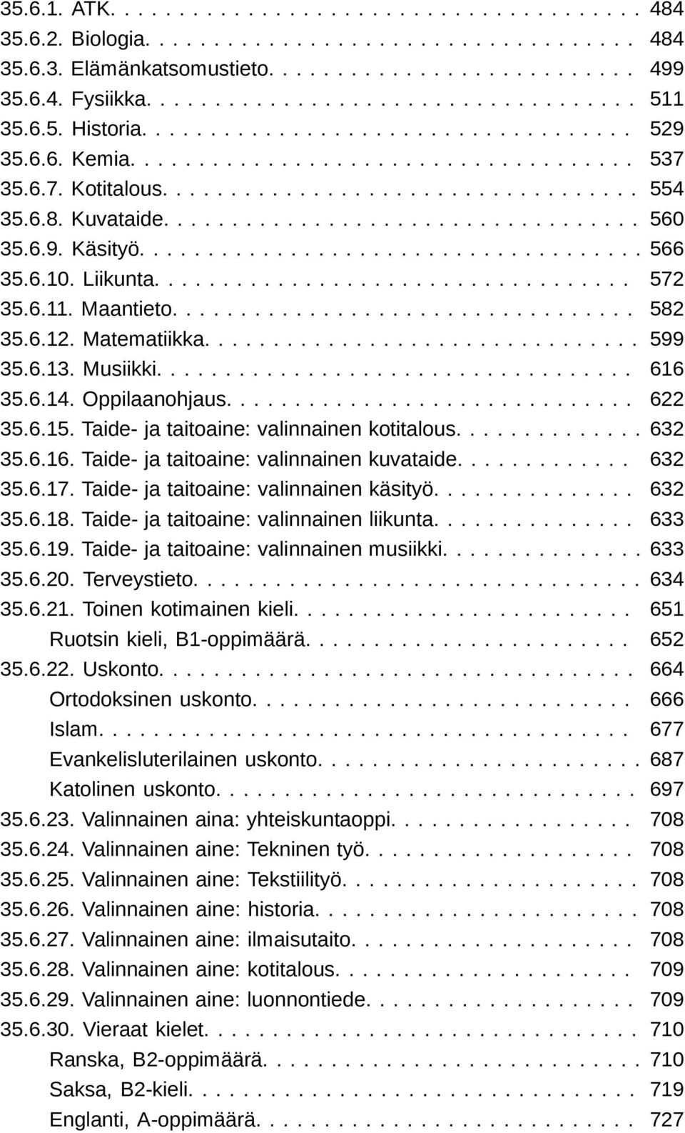 6.9. Käsityö..................................... 566 35.6.10. Liikunta................................... 572 35.6.11. Maantieto.................................. 582 35.6.12. Matematiikka................................ 599 35.