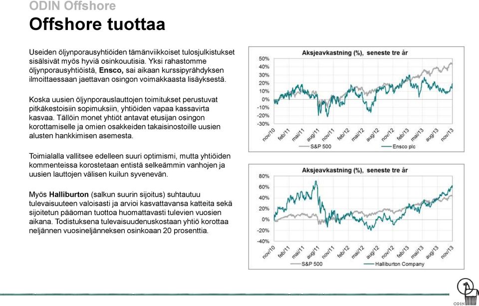 Koska uusien öljynporauslauttojen toimitukset perustuvat pitkäkestoisiin sopimuksiin, yhtiöiden vapaa kassavirta kasvaa.