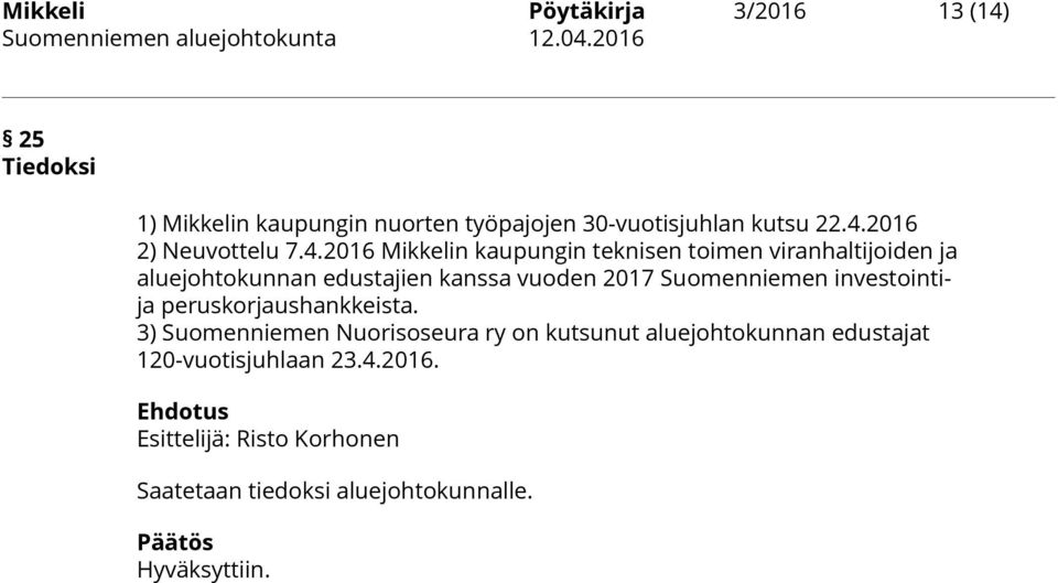 2016 2) Neuvottelu 7.4.