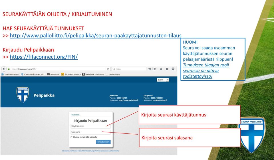 org/fin/ HUOM! Seura voi saada useamman käyttäjätunnuksen seuran pelaajamäärästä riippuen!