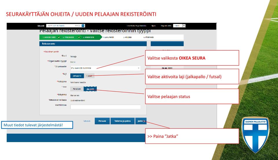 Valitse pelaajan status Muut tiedot