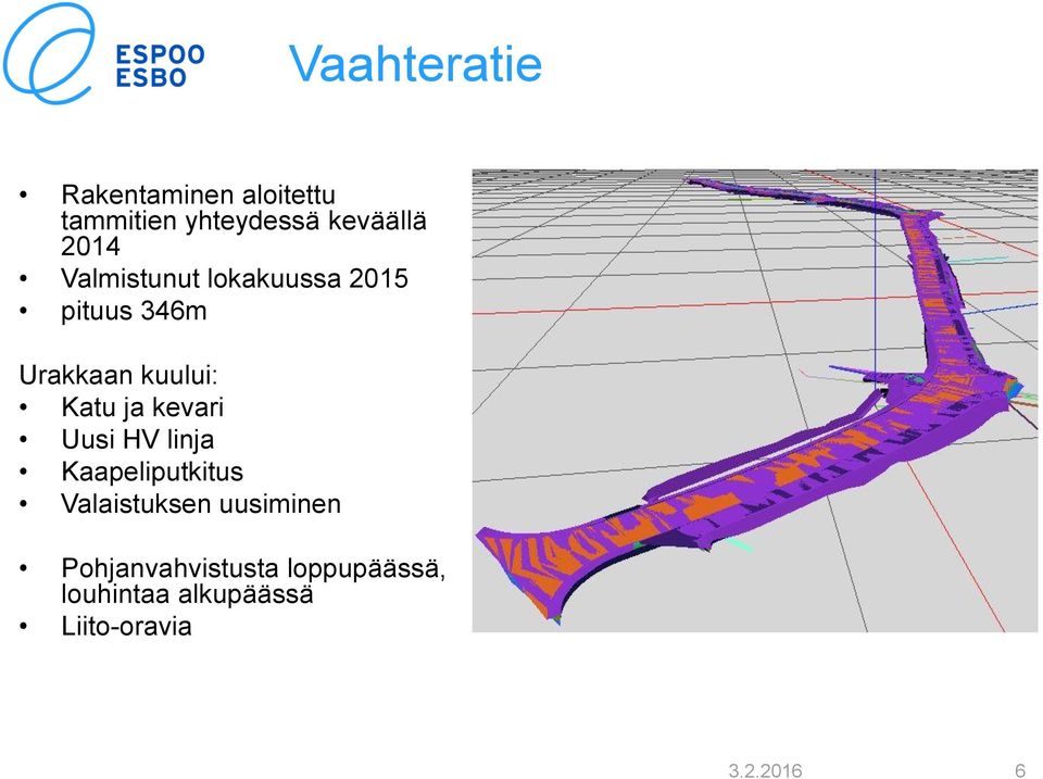 ja kevari Uusi HV linja Kaapeliputkitus Valaistuksen uusiminen