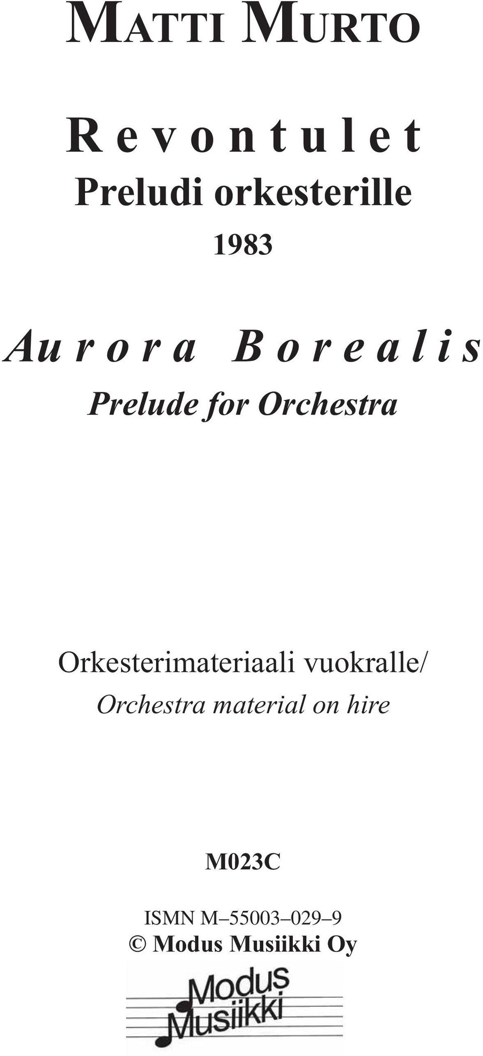 Prelude for Orchestra Orkesterimateriaali