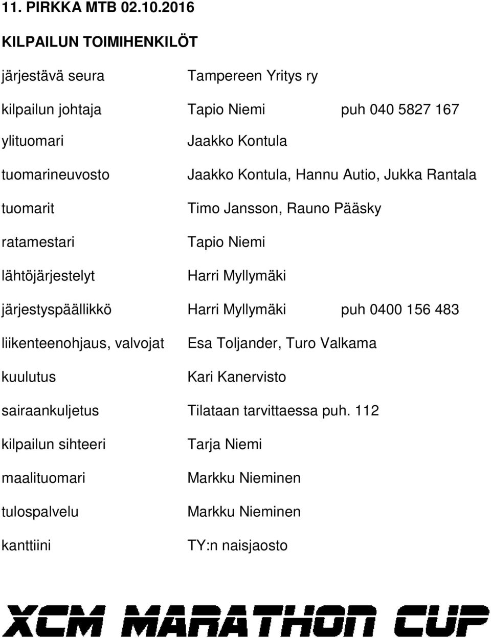ratamestari lähtöjärjestelyt Jaakko Kontula Jaakko Kontula, Hannu Autio, Jukka Rantala Timo Jansson, Rauno Pääsky Tapio Niemi Harri Myllymäki