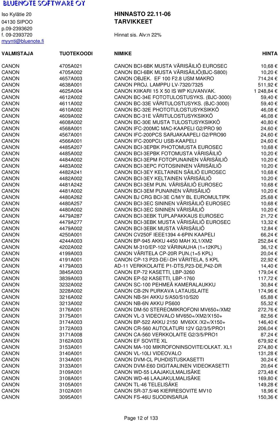 (BJC-3000) 59,40 CANON 4611A002 CANON BC-33E VÄRITULOSTUSYKS.