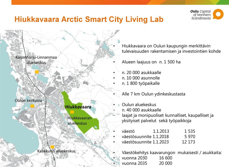 1 800 työpaikalle Alle 7 km Oulun ydinkeskustasta Oulun aluekeskus - n.