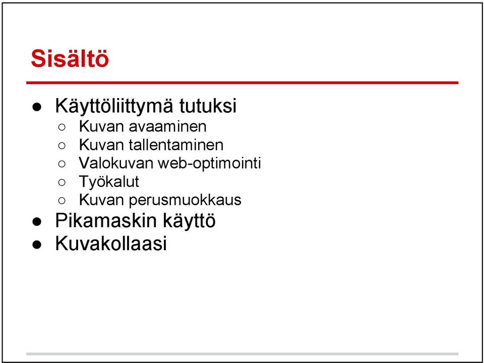 Valokuvan web-optimointi Työkalut