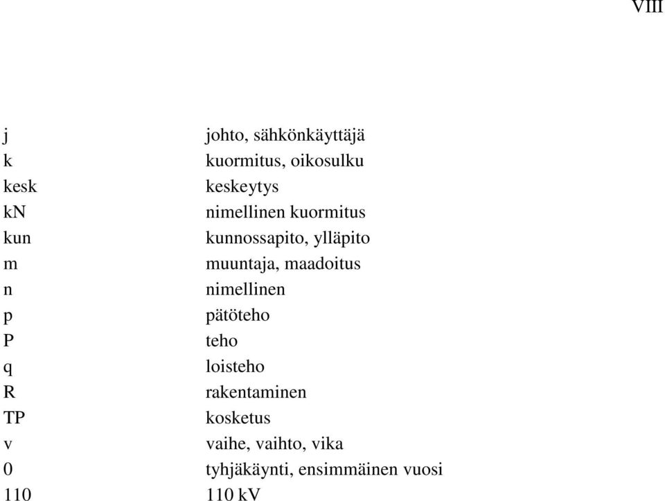 maadoitus n nimellinen p pätöteho P teho q loisteho R rakentaminen