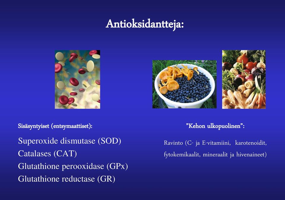 Glutathione reductase (GR) Kehon ulkopuolinen : Ravinto (C- ja