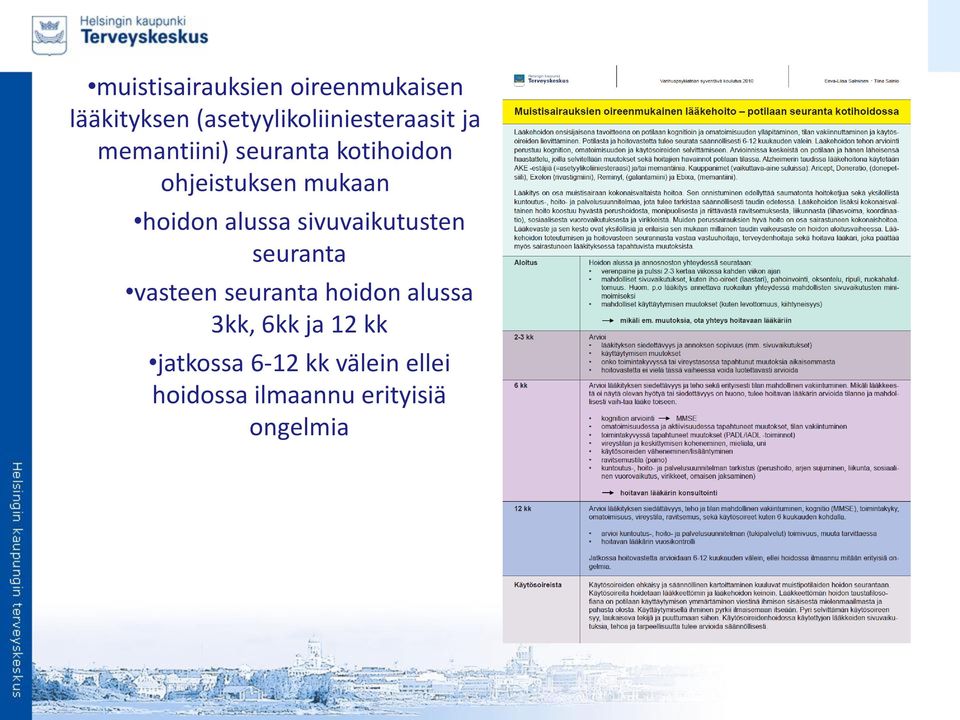 ohjeistuksen mukaan hoidon alussa sivuvaikutusten seuranta vasteen