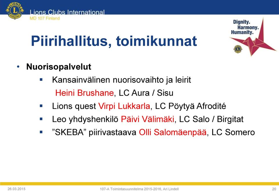 Afrodité Leo yhdyshenkilö Päivi Välimäki, LC Salo / Birgitat SKEBA piirivastaava