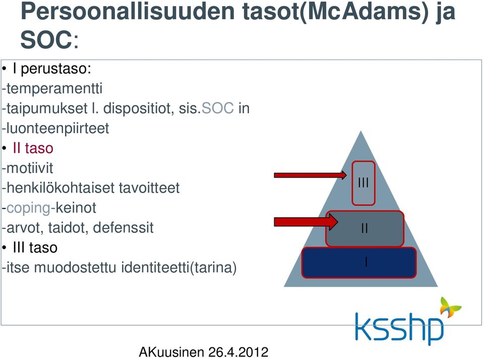 soc in -luonteenpiirteet II taso -motiivit -henkilökohtaiset