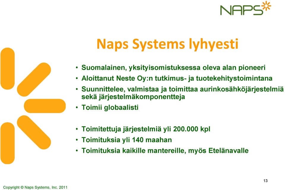 aurinkosähköjärjestelmiä sekä järjestelmäkomponentteja Toimii globaalisti Toimitettuja