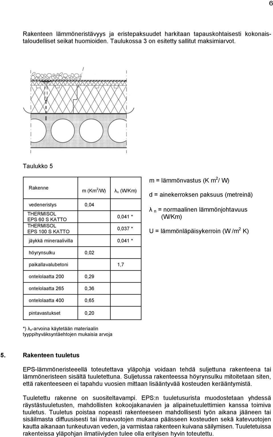 ainekerroksen paksuus (metreinä) λ n = normaalinen lämmönjohtavuus (W/Km) U = lämmönläpäisykerroin (W /m 2 K) höyrynsulku 0,02 paikallavalubetoni 1,7 ontelolaatta 200 0,29 ontelolaatta 265 0,36