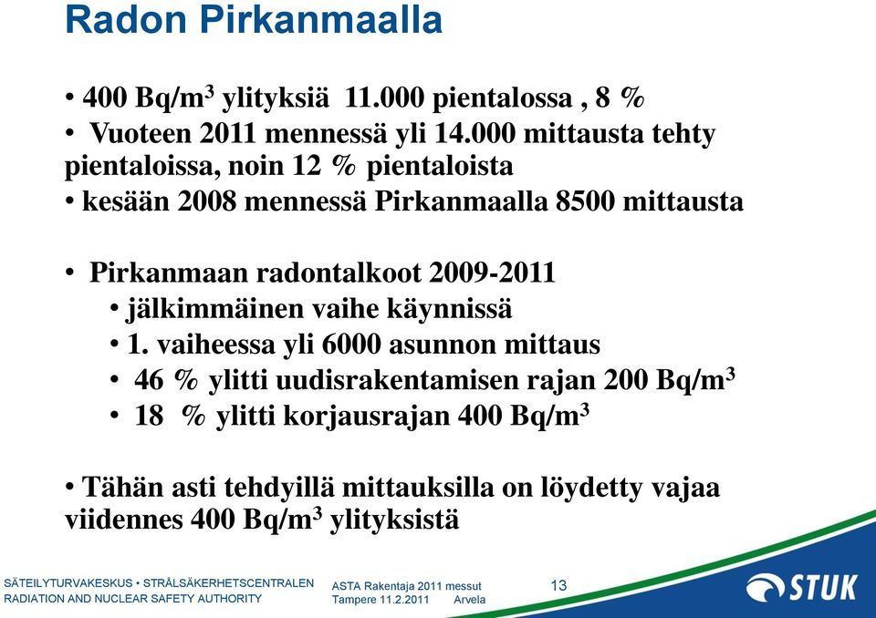 radontalkoot 2009-2011 jälkimmäinen vaihe käynnissä 1.