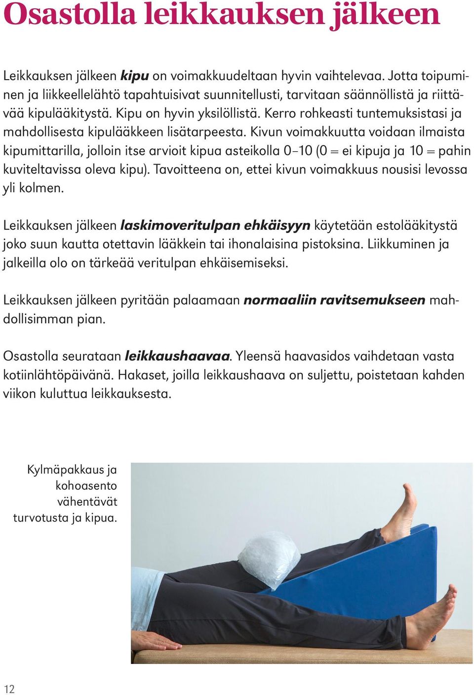 Kerro rohkeasti tuntemuksistasi ja mahdollisesta kipulääkkeen lisätarpeesta.