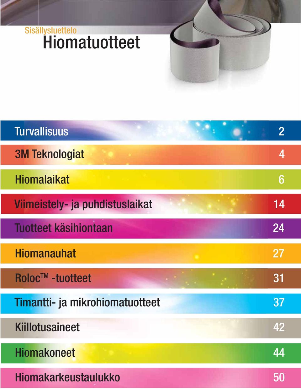 käsihiontaan 24 Hiomanauhat 27 Roloc TM -tuotteet 31 Timantti- ja