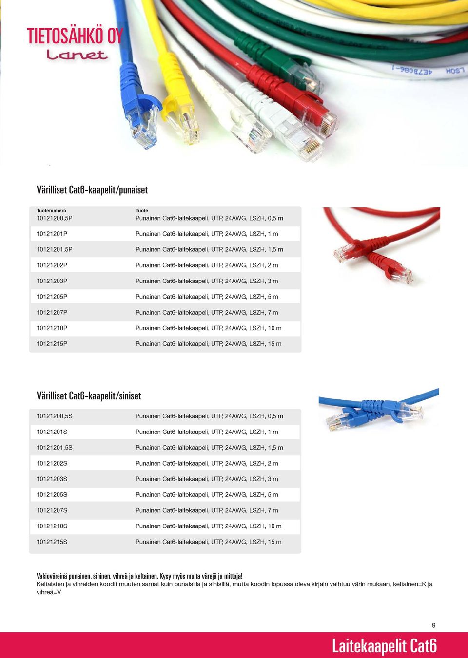 Cat6-laitekaapeli, UTP, 24AWG, LSZH, 3 m Punainen Cat6-laitekaapeli, UTP, 24AWG, LSZH, 5 m Punainen Cat6-laitekaapeli, UTP, 24AWG, LSZH, 7 m Punainen Cat6-laitekaapeli, UTP, 24AWG, LSZH, 10 m