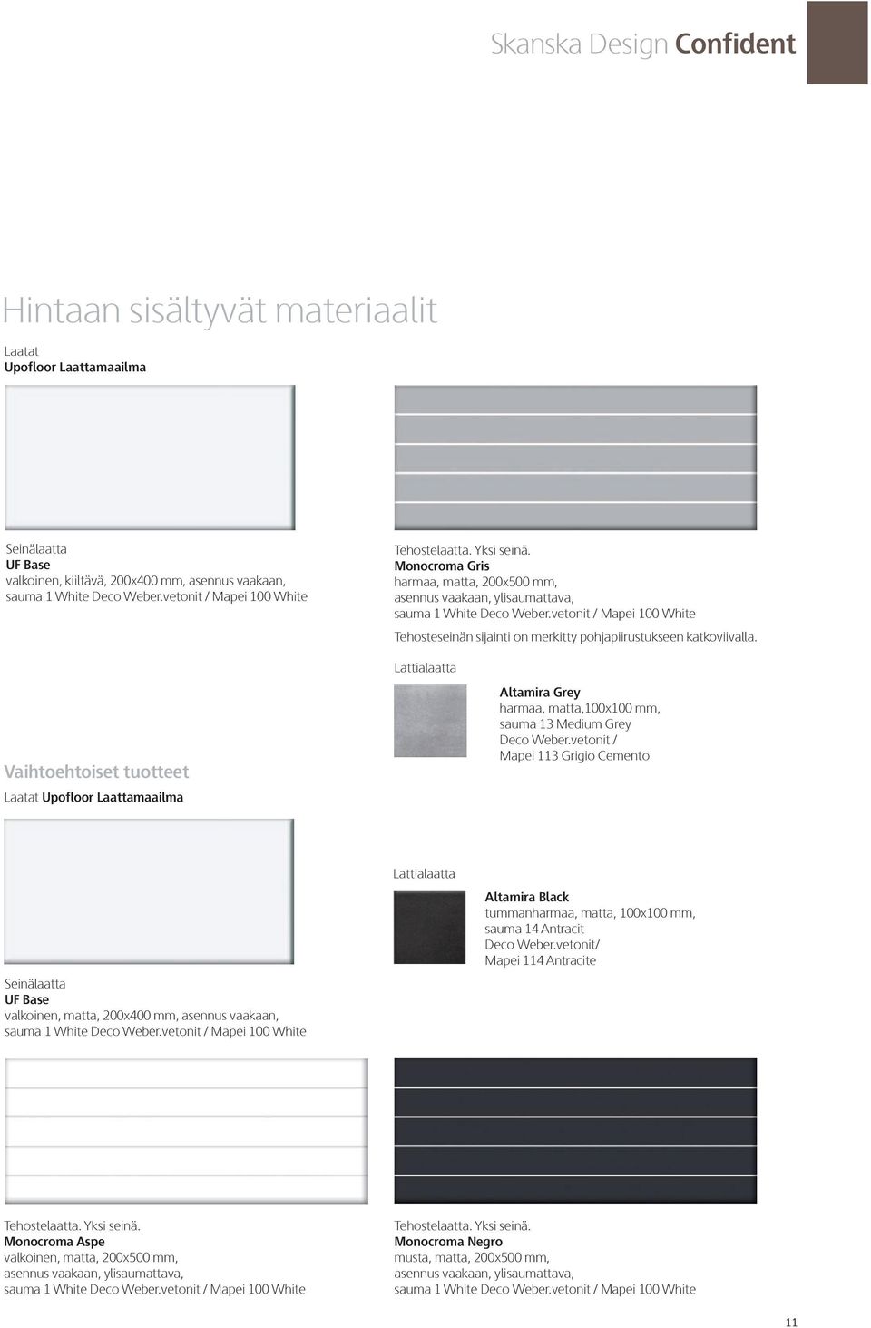 vetonit / Mapei 100 White Tehosteseinän sijainti on merkitty pohjapiirustukseen katkoviivalla.
