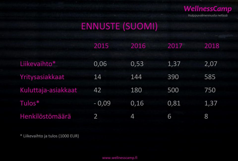 390 585 Kuluttaja-asiakkaat 42 180 500 750 Tulos* - 0,09