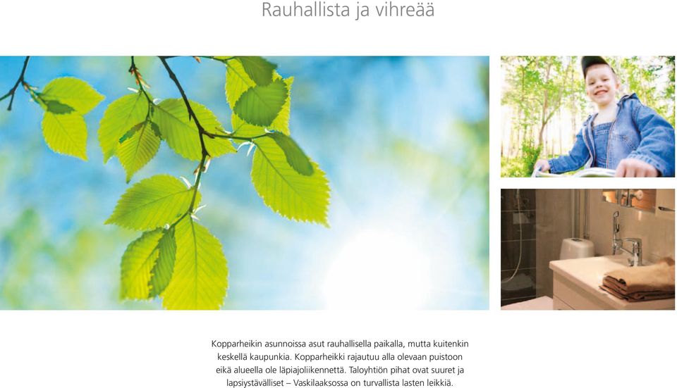 Kopparheikki rajautuu alla olevaan puistoon eikä alueella ole