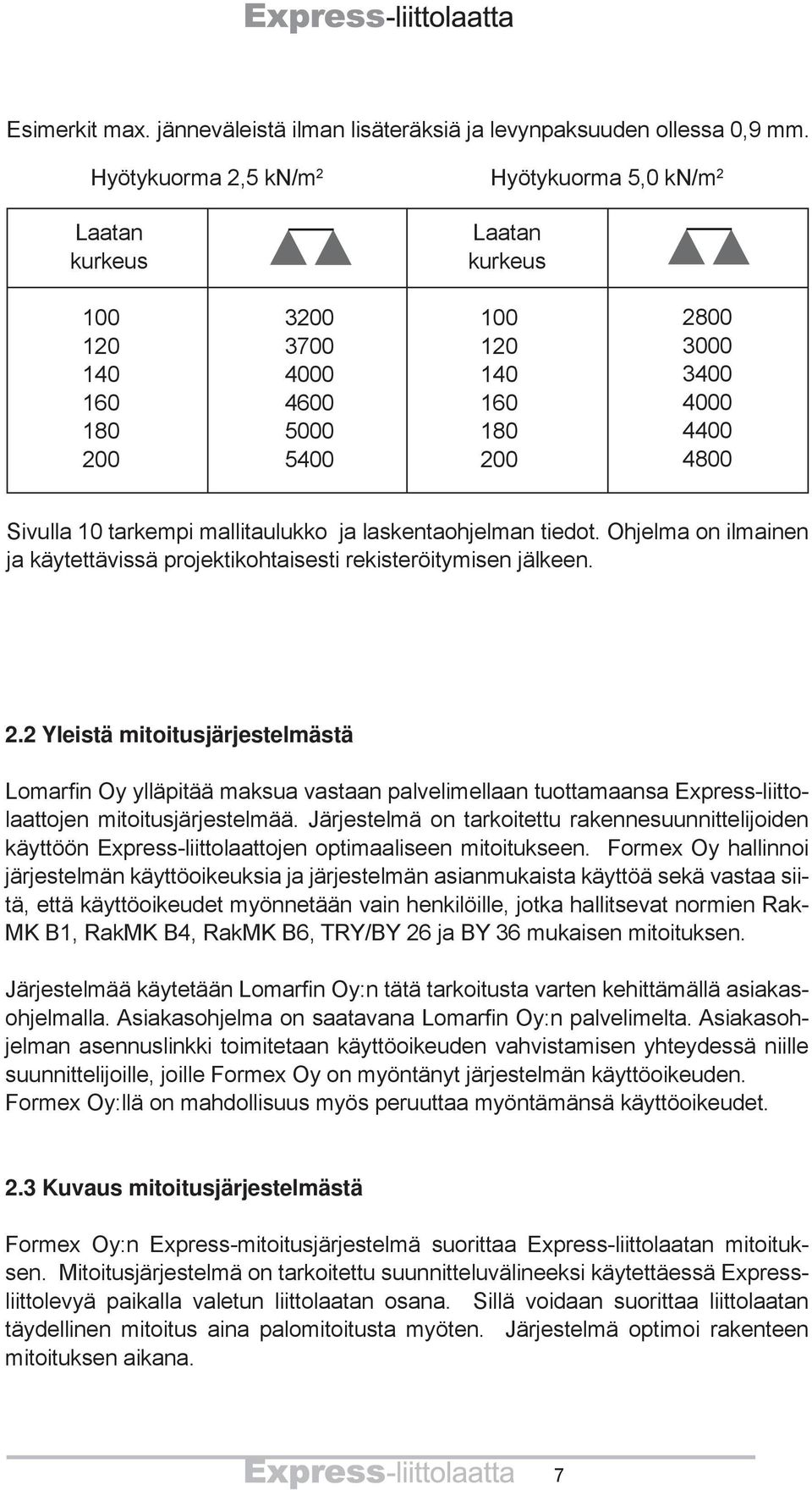 tarkempi mallitaulukko ja laskentaohjelman tiedot. Ohjelma on ilmainen ja käytettävissä projektikohtaisesti rekisteröitymisen jälkeen. 2.