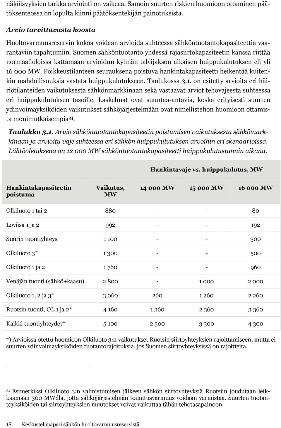 Suomen sähköntuotanto yhdessä rajasiirtokapasiteetin kanssa riittää normaalioloissa kattamaan arvioidun kylmän talvijakson aikaisen huippukulutuksen eli yli 16 000 MW.