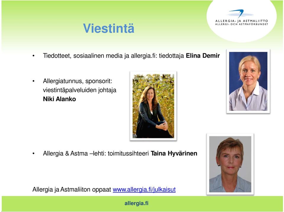johtaja Niki Alanko Allergia & Astma lehti: